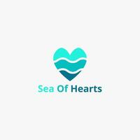 Combined heart and sea logo. vector