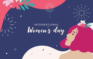 woman international day background with face and flower for horizontal size design vector