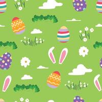 Easter day square seamless pattern with rabbit and egg vector