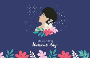 woman international day background with face and flower for horizontal size design vector