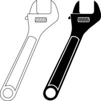 outline silhouette Adjustable spanner icon set vector