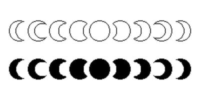 pixel art moon phases icon isolated on white background vector
