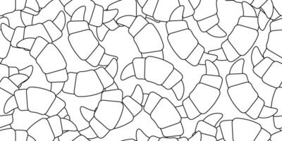 black white croissant seamless pattern vector