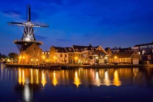 Harlem landmark windmill De Adriaan on Spaarne river. Harlem, photo