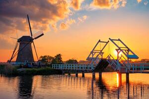 Windmills at Kinderdijk in Holland. Netherlands photo