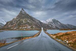 Road in Norway with bridge photo