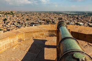 View of Jaisalmer city from Jaisalmer fort, Rajasthan, India photo