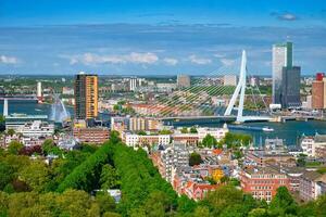 View of Rotterdam city and the Erasmus bridge photo