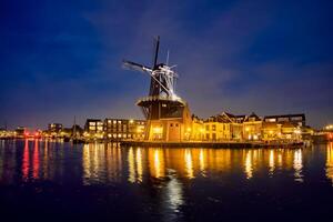 Harlem landmark windmill De Adriaan on Spaarne river. Harlem, photo