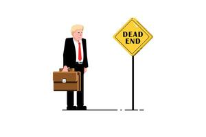 Businessman with dead end sign on isolated background, Vector illustration.
