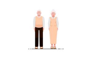 Old human couple on isolated background, Vector illustration.