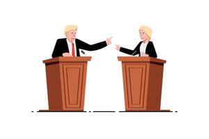 Business people debate taking on isolated background, Vector illustration.