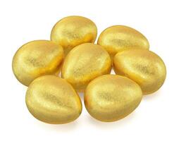 Golden Easter eggs isolated photo