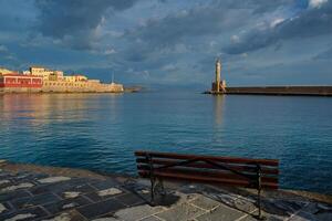 Picturesque old port of Chania, Crete island. Greece photo