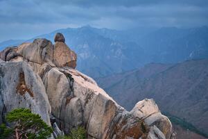 View from Ulsanbawi rock peak. Seoraksan National Park, South Corea photo