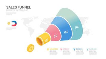 Infographic Sales funnel diagram template for business. Modern Timeline inbound step, digital marketing data, presentation vector infographics.