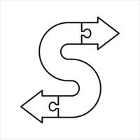 Infographic arrow step jigsaw line icon vector