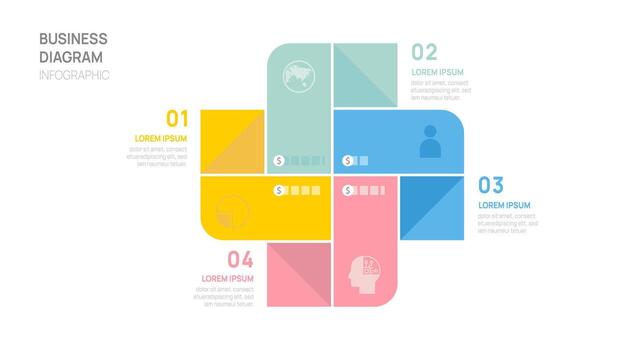 Infographic vector template with 4 steps for business. geometric label. for content, brochure, diagram, timeline, web design. Vector