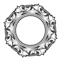 black and white round floral ornament decoration vector