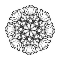 black and white round floral ornament decoration vector