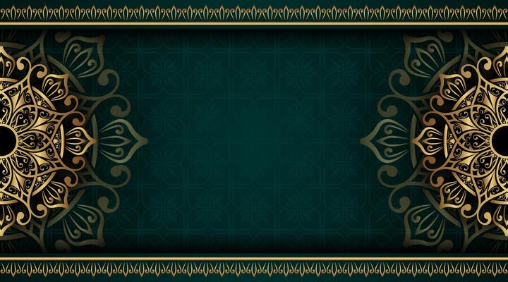 Green background with golden mandala ornament