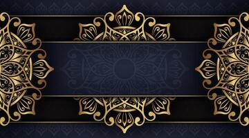 luxury black background, with gold mandala vector