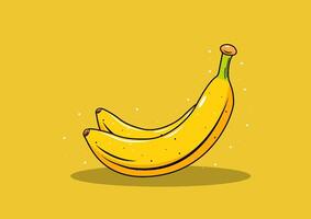 Cartoon vector illustration of a yellow banana. This playful artwork captures the bright color and curved shape of a ripe banana, perfect for cartoon illustrations and vector graphics