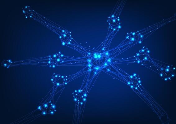 Blockchain technology Lines that connect and break into straight lines Represents the data storage technology system. that are linked together into a network through computer encryption
