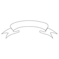 Continuous single One line ribbon banner hand drawn with single line art vector illustration