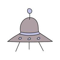 Flying saucer, UFO. Vector illustration, isolated on white background