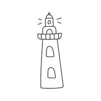 Lighthouse. Vector illustration in doodle style