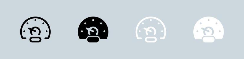 Speedometer icon set in black and white. Speed indicator signs vector illustration.