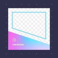 Colorful square gradient background. Social media frame vector illustration.