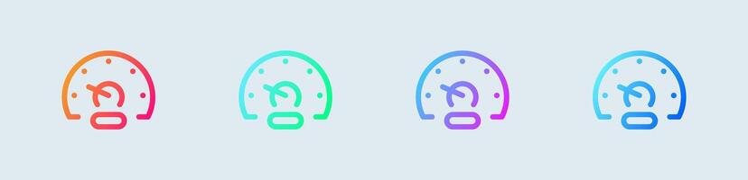 Speedometer line icon in gradient colors. Speed indicator signs vector illustration.