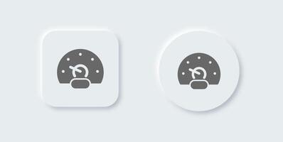 Speedometer solid icon in neomorphic design style. Speed indicator signs vector illustration.