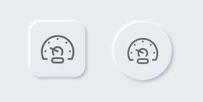 Speedometer line icon in neomorphic design style. Speed indicator signs vector illustration.