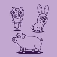 Cartoon Farm barn domestic animal Outline Line Art for education kids children vector design art