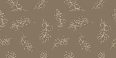 Seamless pattern with hand drawn leaves and branches. Perfect for wallpaper, wrapping paper, textile products, print, web sites, background, social media, blog, presentation and greeting cards. vector