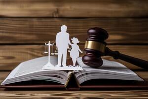 AI generated Paper cut family, judge gavel and book. Family Law photo