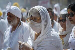 AI Generated Solemn Gathering in White Attire photo