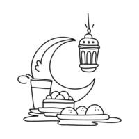 islámico Ramadán comida Luna imprimible Arte minimalista hogar decoración póster vector