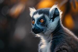 ai generado lémur retrato, mundo fauna silvestre día foto