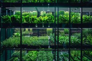 AI Generated Lush Indoor Vertical Farm photo