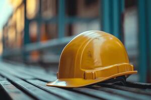 AI generated Construction helmet is a symbol of safety in the workplace. Set of tools. Safety concept Selective focus. DIY photo