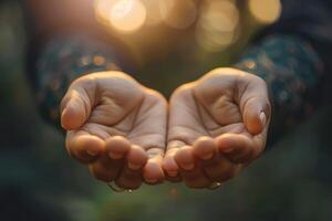 AI Generated Hands Extended in Charity photo
