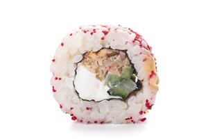 Traditional Japanese sushi roll isolated on a white background photo