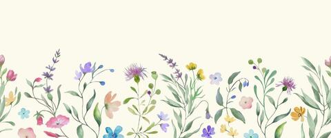 Seamless watercolor border. Hand drawn illustration isolated on pastel background. Vector EPS.