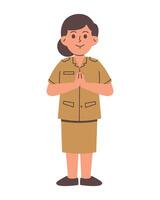 Indonesian female service servant character vector