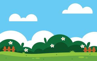 Green filed landscape scenery vector