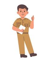 indonesio masculino Servicio servidor personaje vector